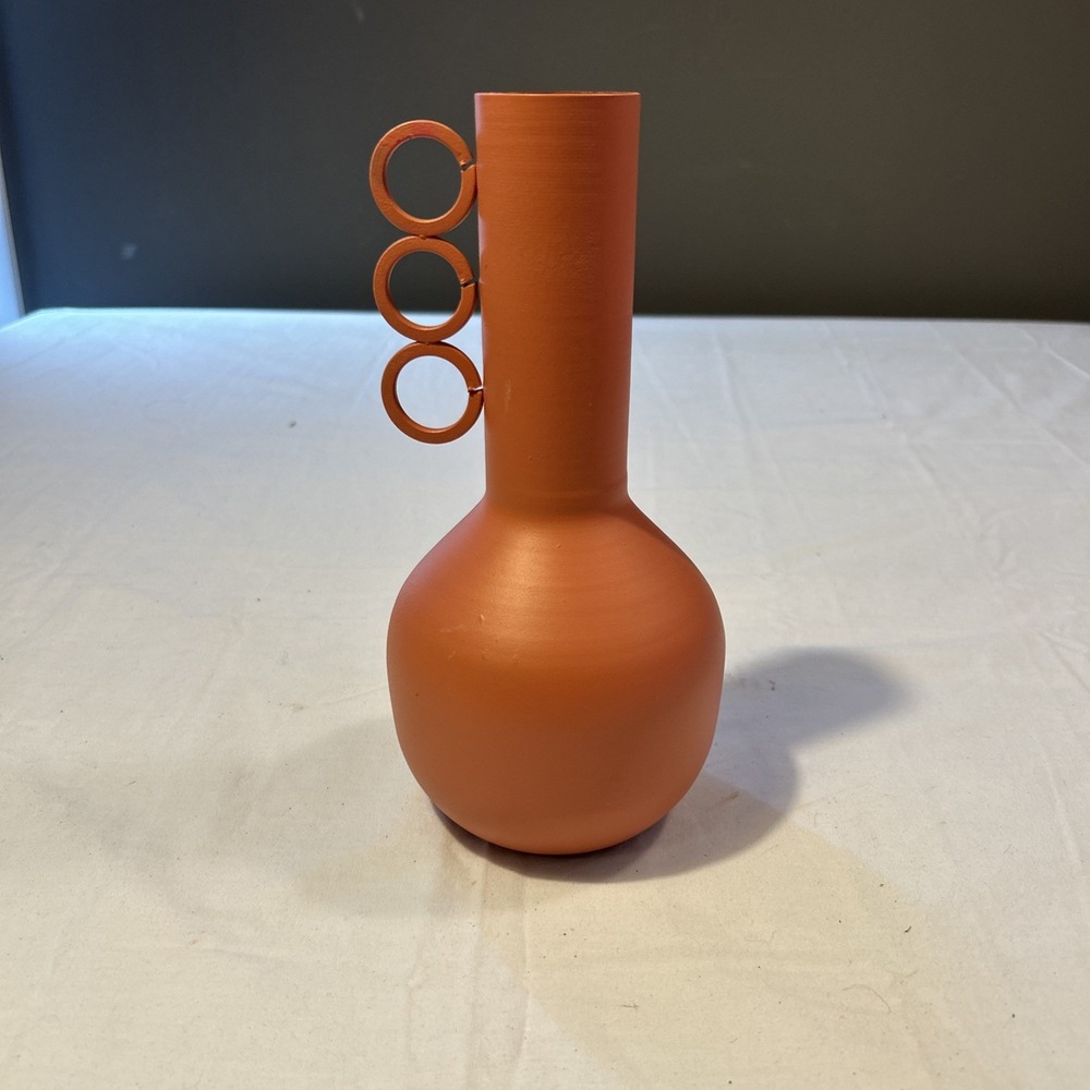 Unique Aluminum Vase Home 9x4.5 Pink New Boho Chic Powder Coated Triple Handle